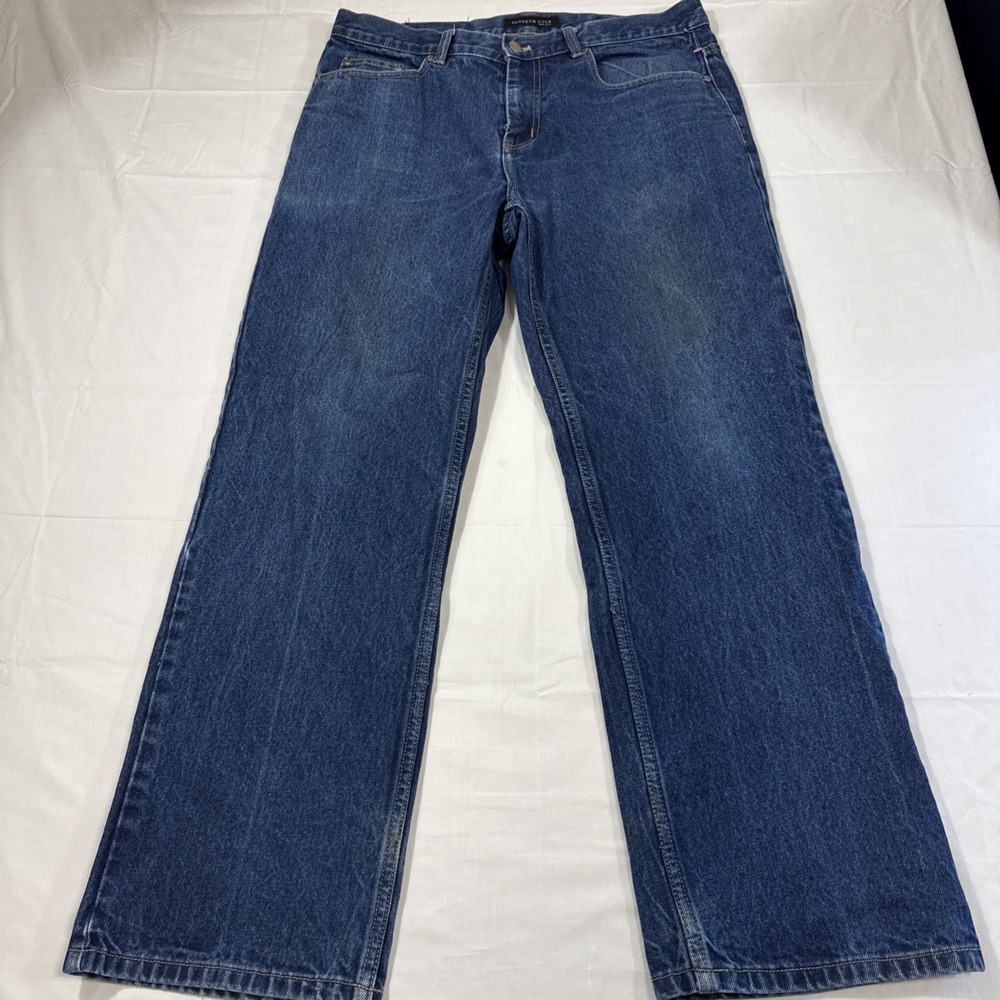 JEANS STAIGHT Kenneth Cole MEN 34X30 New York Men's Denim Blue100% Cotton